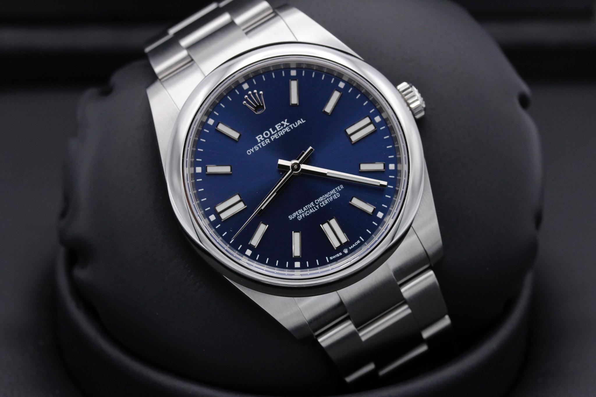 Pre - Owned ROLEX Oyster Perpetual 41 with a bright blue dial and