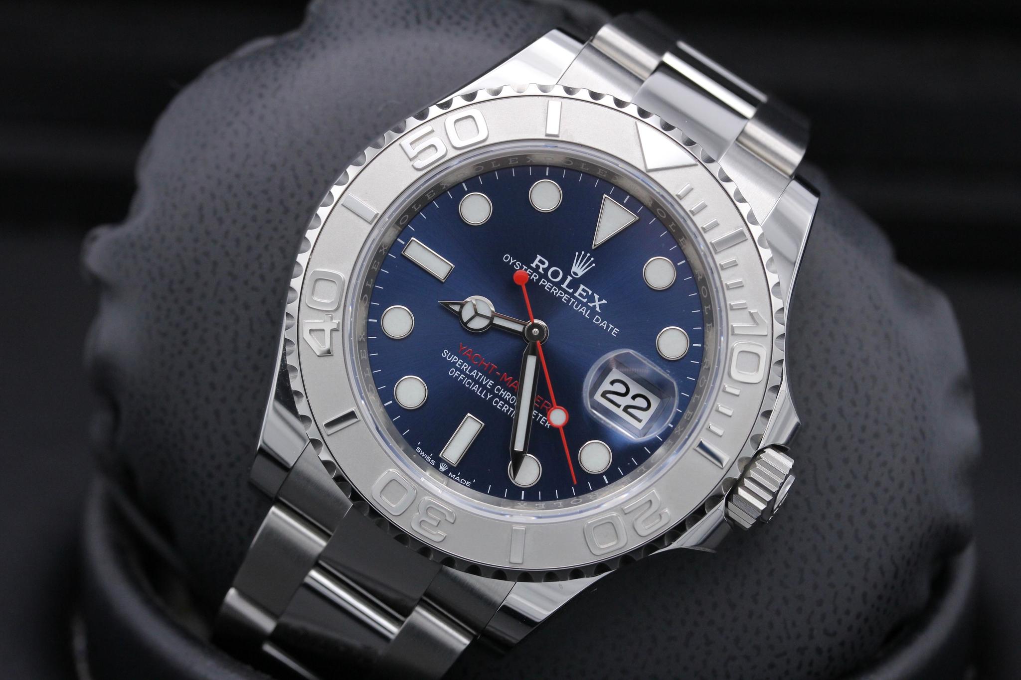 Rolex Yacht-Master 40 116622 Blue Dial Platinum Bezel with Blue Rubber-B and Original Oyster Band