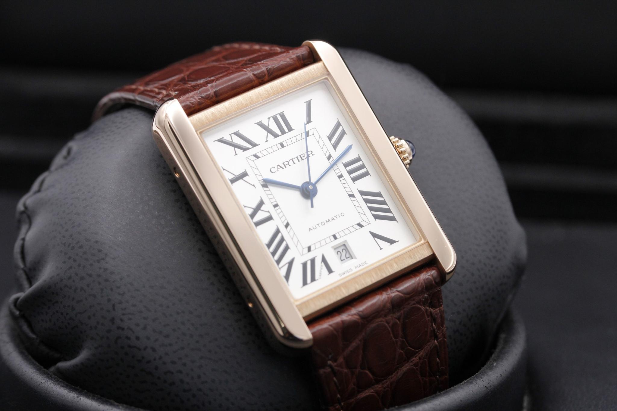 Cartier Tank Solo XL W5200026 18K Rose Gold Mens Watch Box Papers