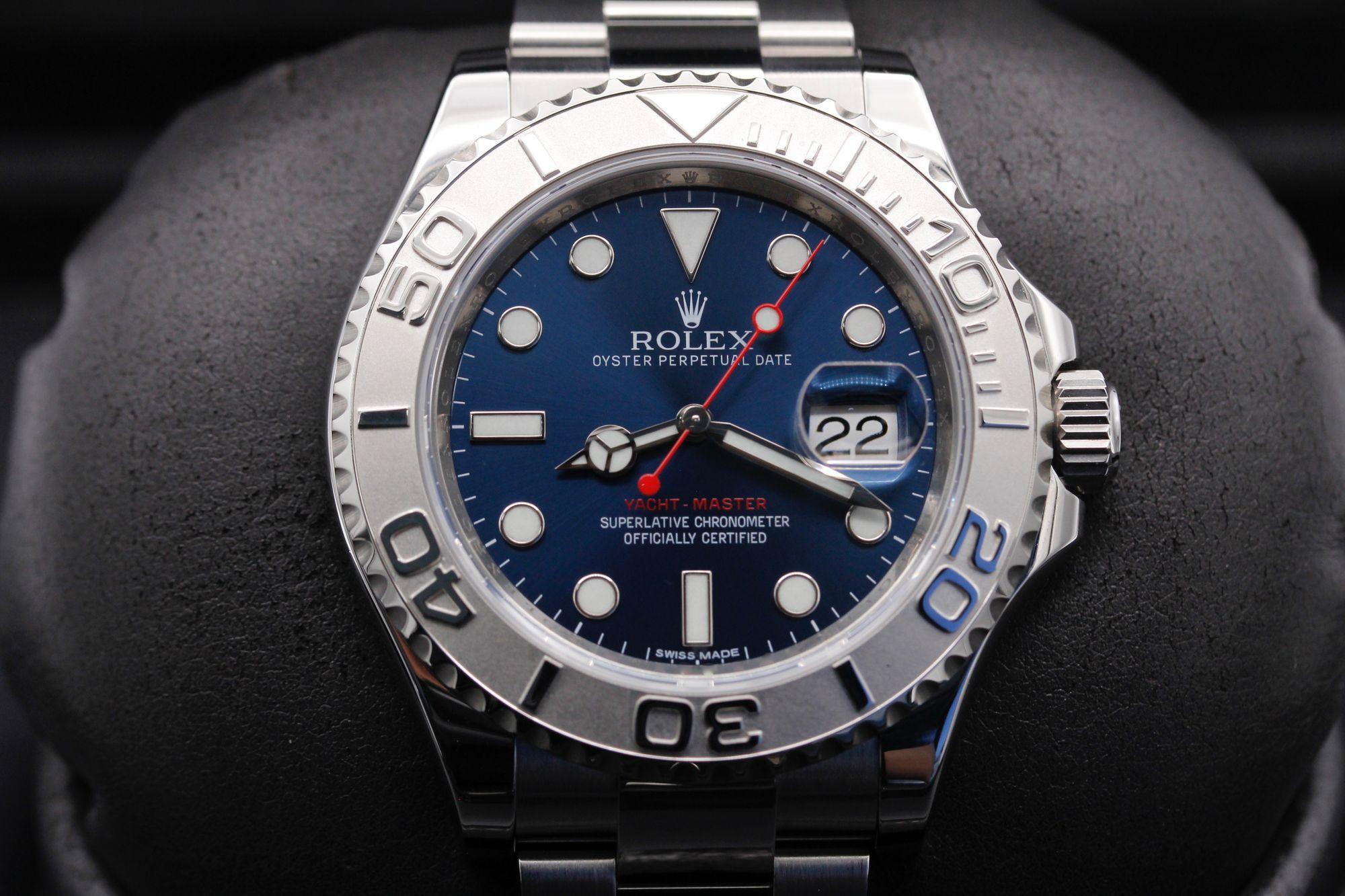Rolex Yacht-Master 40 116622 Blue Dial Platinum Bezel with Blue Rubber-B  And Original Oyster Band