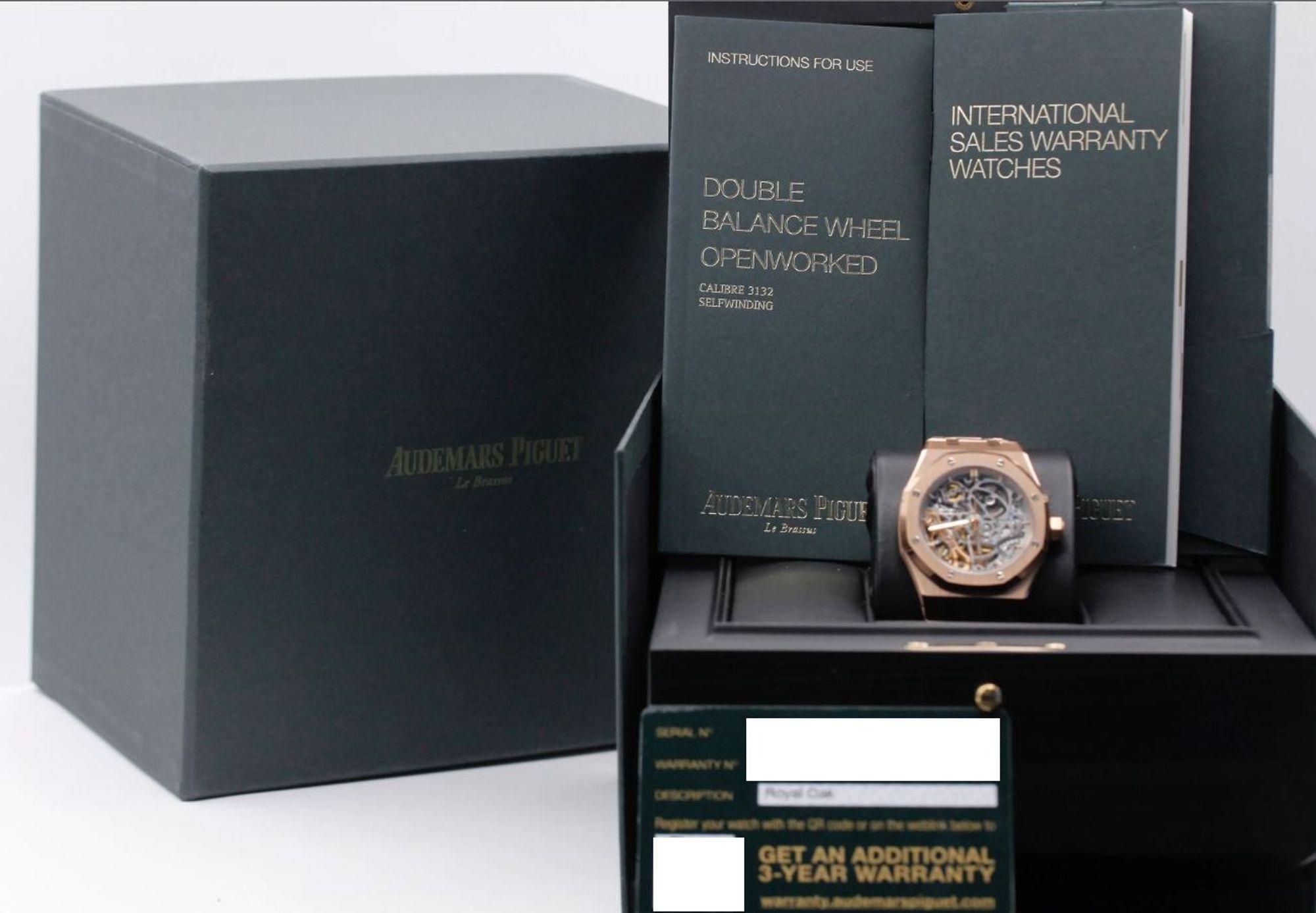 Audemars Piguet Royal Oak - 37mm Skeleton Rose Gold - Double Balance Wheel Openworked -Preowned (Ref#15467OR.OO.1256OR.01)