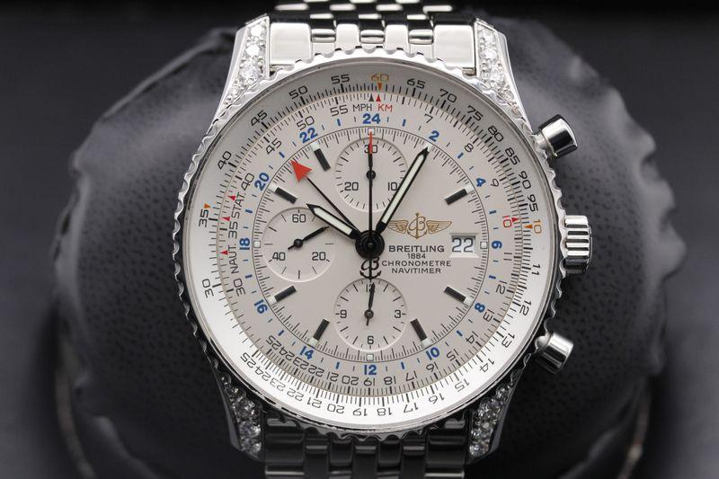 Breitling Navitimer World GMT "Custom Diamond Lugs" A24322